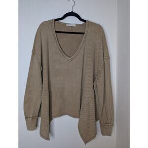 We the Free Free People Thermal Waffle Knit Gold Boho Sz M